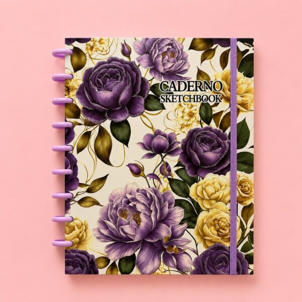 Caderno de Disco SKETCHBOOK  s/ Pauta FLORES 10 Discos 18,5x25,2cm 80 fls - IMPORTADO - UND