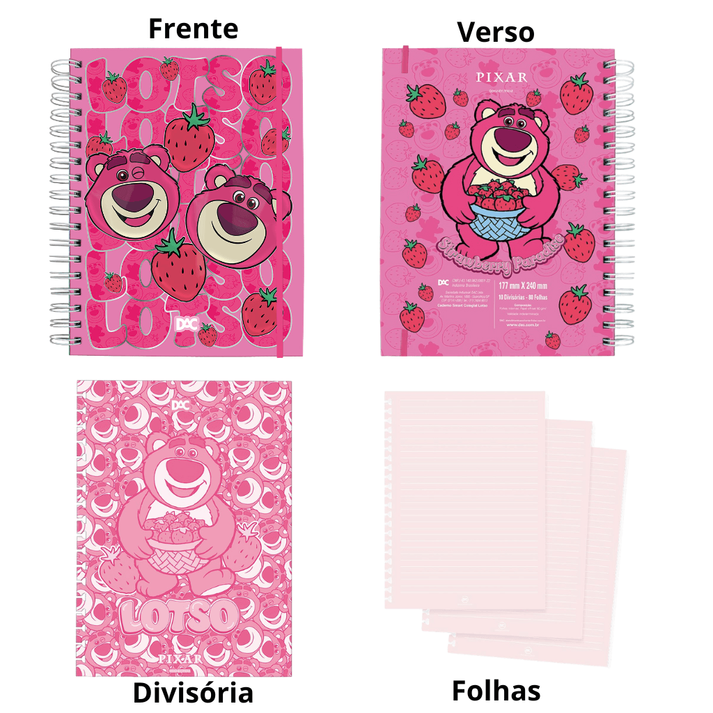 Caderno Smart Colegial Ursinho Lotso 80 fls - DAC