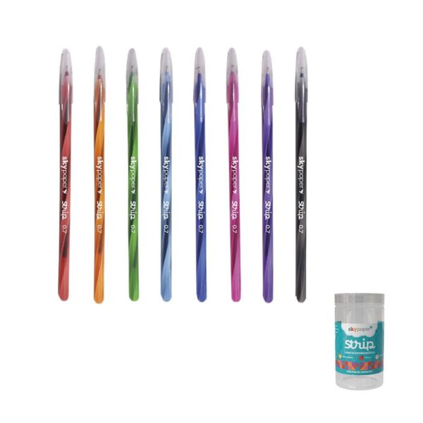 Caneta Esferográfica Alongada 0.7mm Strip Color - SKYPAPER - POTE 50 UND
