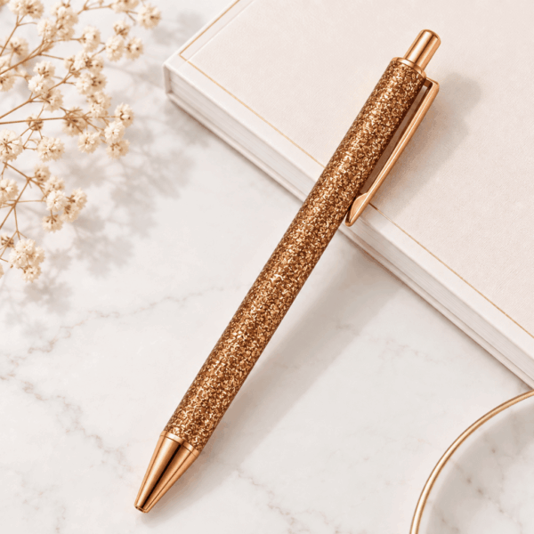 Caneta  Metálica LUXO Glitter - IMPORTADO - PACOTE 12 UND