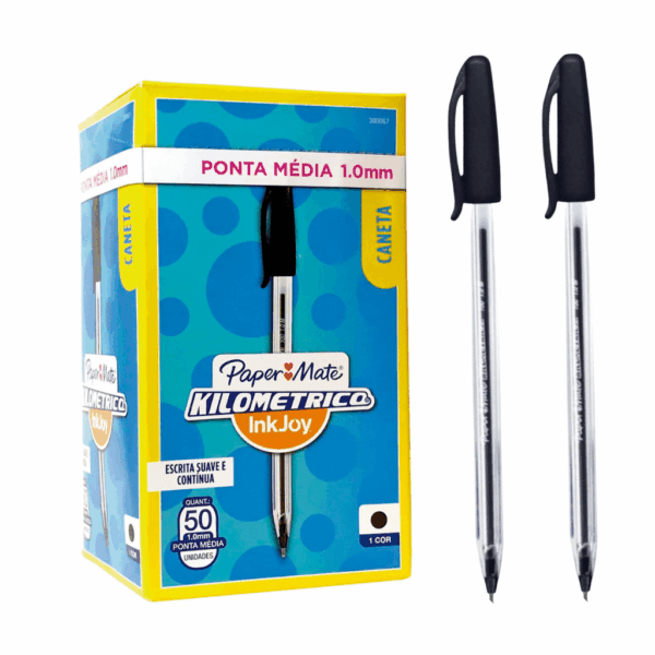 Caneta Kilométrica 100 PRETA 1.0mm - PAPER MATE - UND