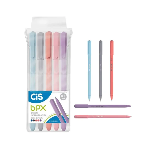 Caneta Esferográfica 0.7mm BPX  5 Cores - CIS - BLISTER
