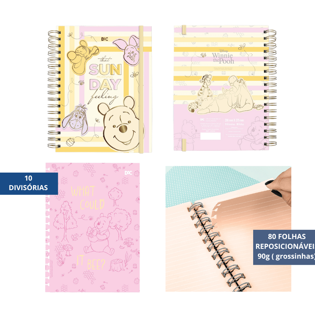 Caderno Smart Universitário 10 Divisórias Ursinho Pooh 80 fls - DAC