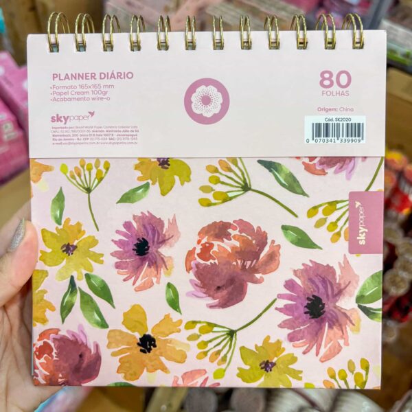 Caderno Planner Flores 16x16cm 80 Fls - SKYPAPER - UND