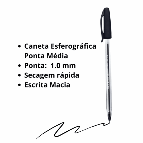 Caneta Kilométrica 100 PRETA 1.0mm - PAPER MATE - 12 UND