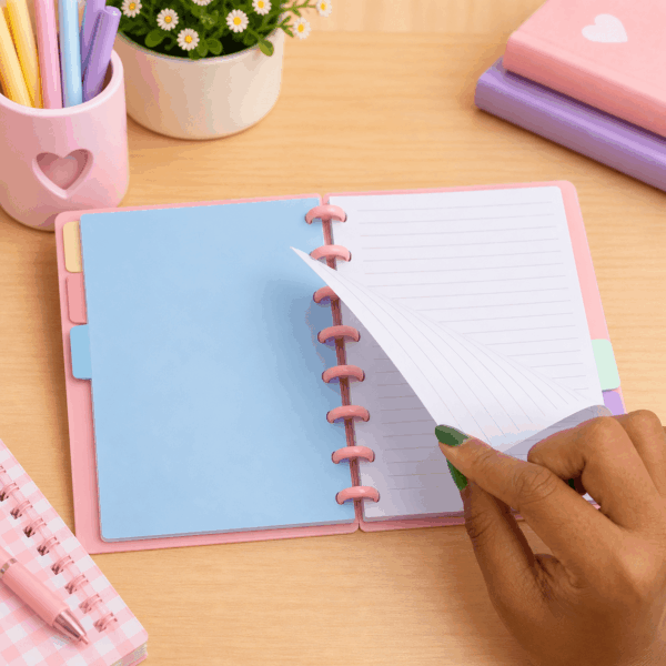 Caderno de Disco Clean ROSA A5 80 Fls /8 Discos 20x14cm – YINS PAPER – UND