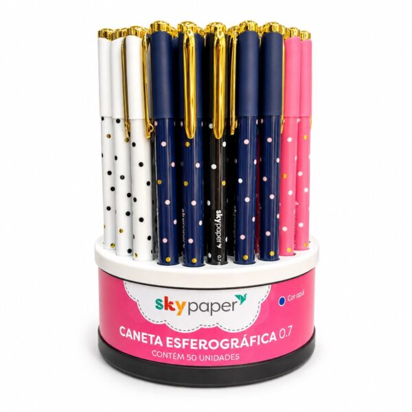 Caneta Esferográfica Poá AZUL - SKYPAPER - DISPLAY GIRATÓRIO 50 UND