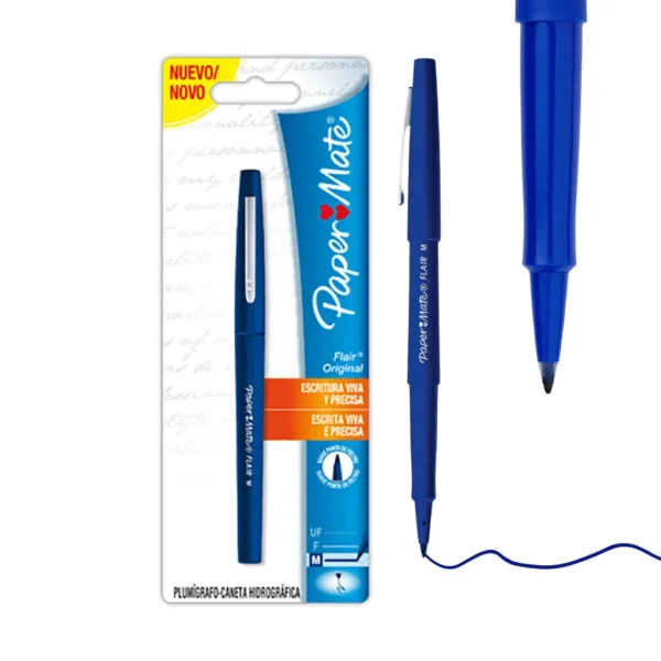 Caneta Flair Média AZUL - PAPER MATE - BLISTER 1 UND