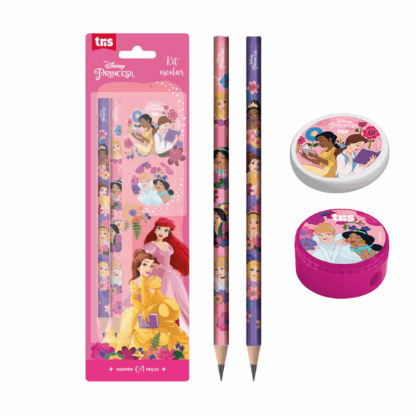 Kit Escolar 4 Peças Princesas - TRIS - BLISTER