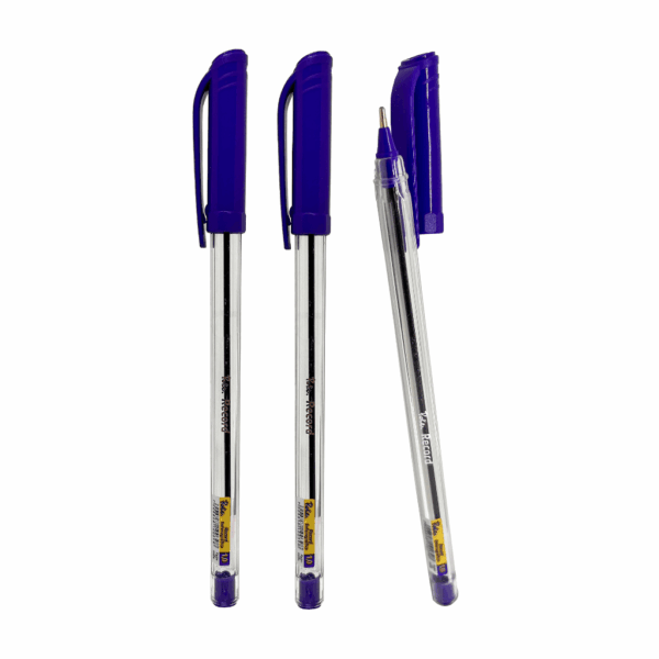 Caneta Esferográfica Transparente AZUL 1.0 mm Record - ROKE - BLISTER 3 UND