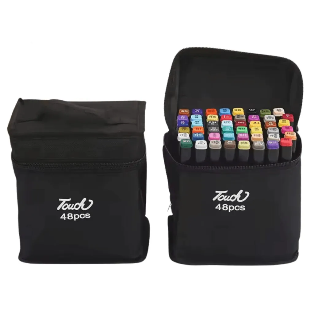 Caneta TOUCH Marcador Ponta Dupla PARA COLORIR - MALETA 48 CORES