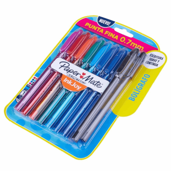 Caneta Kilométrica 100 0.7 mm Ponta Fina Colorida - PAPER MATE - BLISTER 10 UND