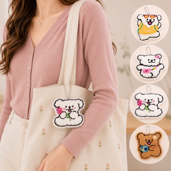 Chaveiro Tendência Charm Pelúcia Ursinhos Bordados - IMPORTADO - UND