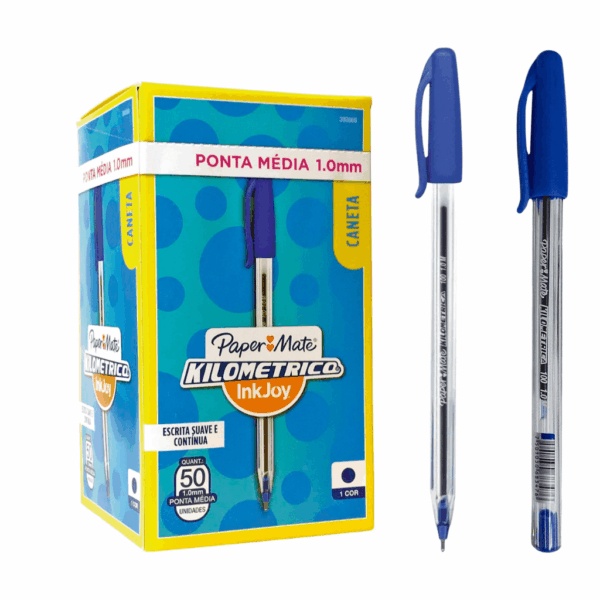 Caneta Kilométrica 100 AZUL 1.0mm - PAPER MATE - CX 50 UND