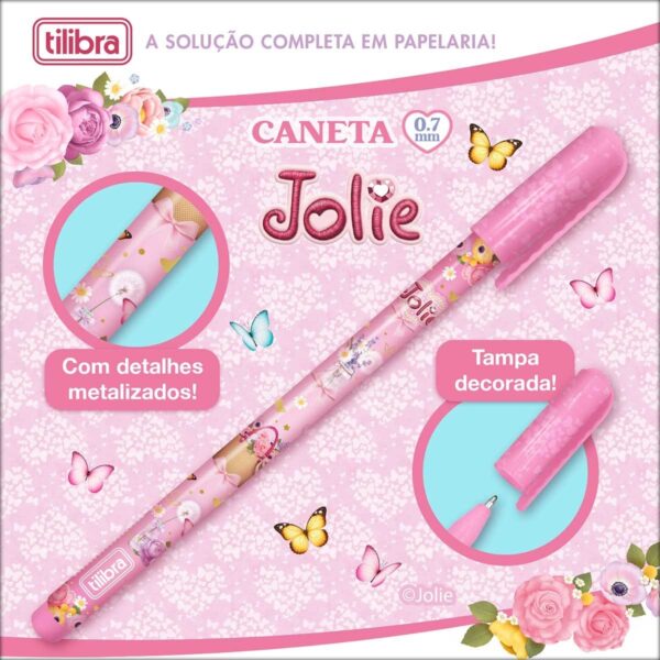 Caneta Preta Esferográfica 0.7mm Jolie - TILIBRA - UND