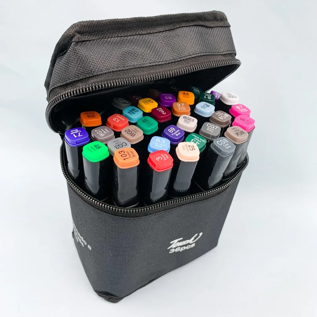 Caneta TOUCH Marcador Ponta Dupla PARA COLORIR - MALETA 36 CORES