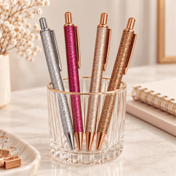 Caneta  Metálica LUXO Glitter - IMPORTADO - PACOTE 12 UND
