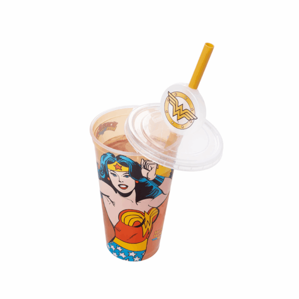 Copo Refri c/ Pin Mulher-Maravilha Sortidos 500ml - PLASÚTIL - UND