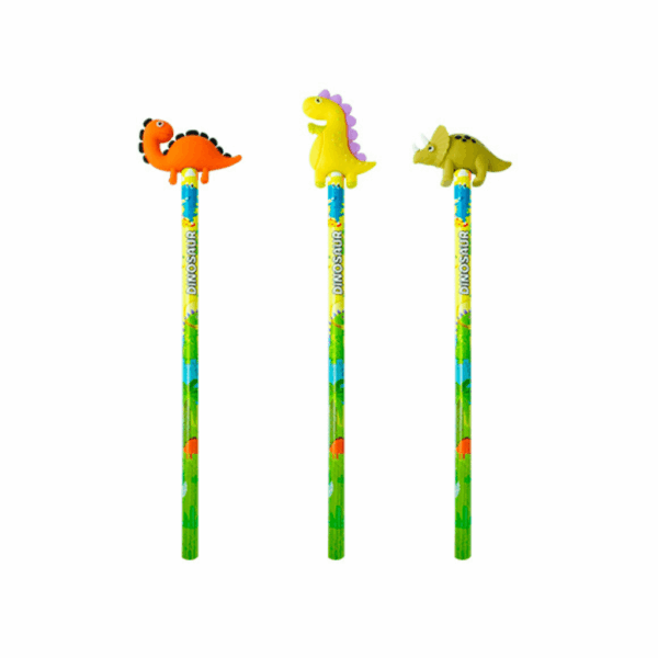 Kit Lápis c/ Borracha Dino 3 Peças - FOFY - BLISTER