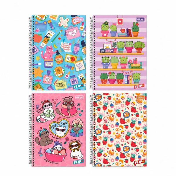 Caderno Espiral Capa Dura Universitário 1 M Flip+ Feminino 20x27,5cm 96 Fls - TILIBRA - UND