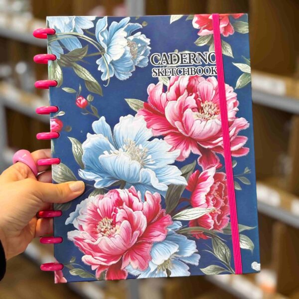 Caderno de Disco SKETCHBOOK  s/ Pauta FLORES 10 Discos 18,5x25,2cm 80 fls - IMPORTADO - UND