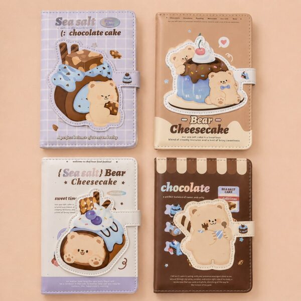 Caderno LUXO c/ Fechamento Ursinhos Doces 12,2x16,9cm - IMPORTADO - UND