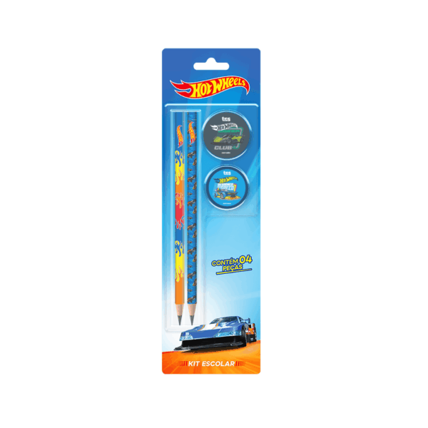 Kit Escolar 4 Peças Hot Wheels - TRIS - BLISTER