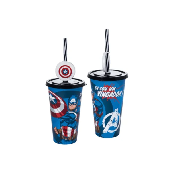 Copo Refri c/ Pin Capitão América 500 ml - PLASÚTIL - UND