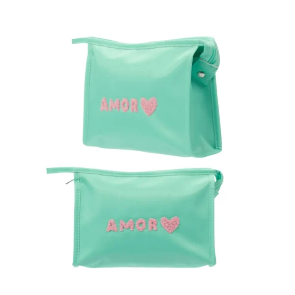 Necessaire Dia a Dia Turquesa AMOR 23x16x7cm - FLORIE - UND