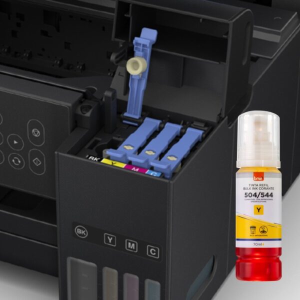 Refil de Tinta Impressora Corante 544 AMARELO p/ Epson 70 ml - BRW - CX 1 UND