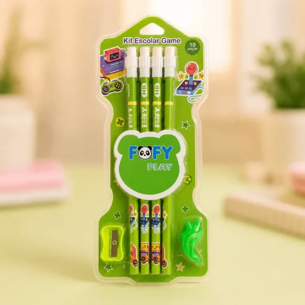 Kit Escolar Game 10 Peças - FOFY - BLISTER