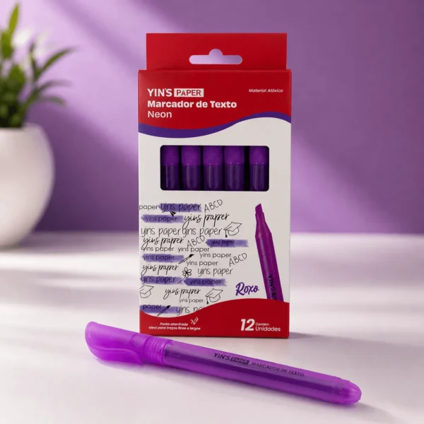 Marca Texto Neon Roxo – YINS PAPER – CX 12 UND