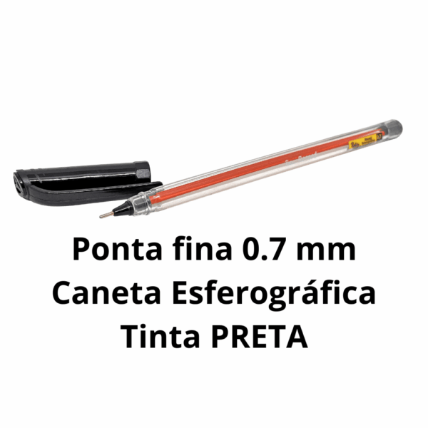 Caneta Esferográfica Transparente PRETA 0.7 mm Record - ROKE - 12 UND