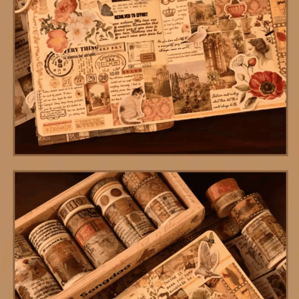 Kit Fita Washi Tape VINTAGE - IMPORTADO - CX 18 UND