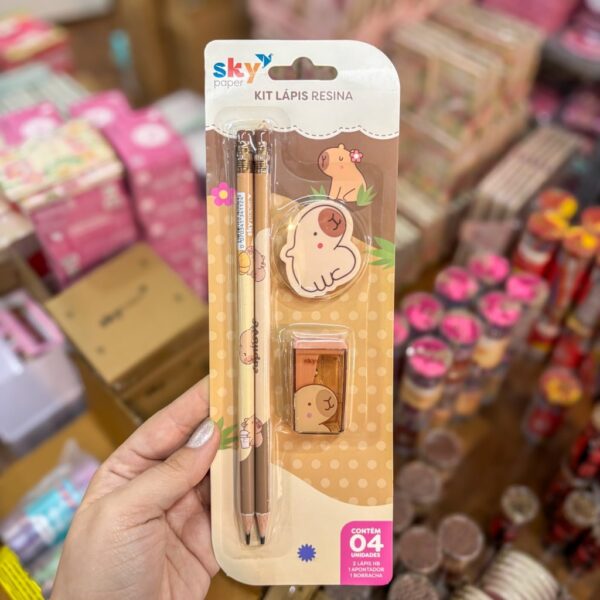 Kit Escolar 4 Peças Capivara - SKYPAPER - BLISTER