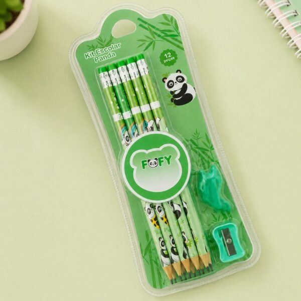 Kit Escolar Panda 12 Peças - FOFY - BLISTER