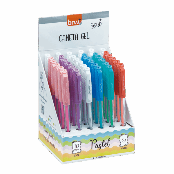 Caneta Esferográfica Gel Pastel 1.0mm - BRW - DISPLAY 36 UND
