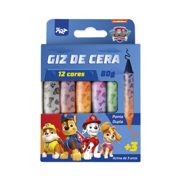 Giz de Cera Ponta Dupla 12 Cores Patrulha Canina Feminino - DAC
