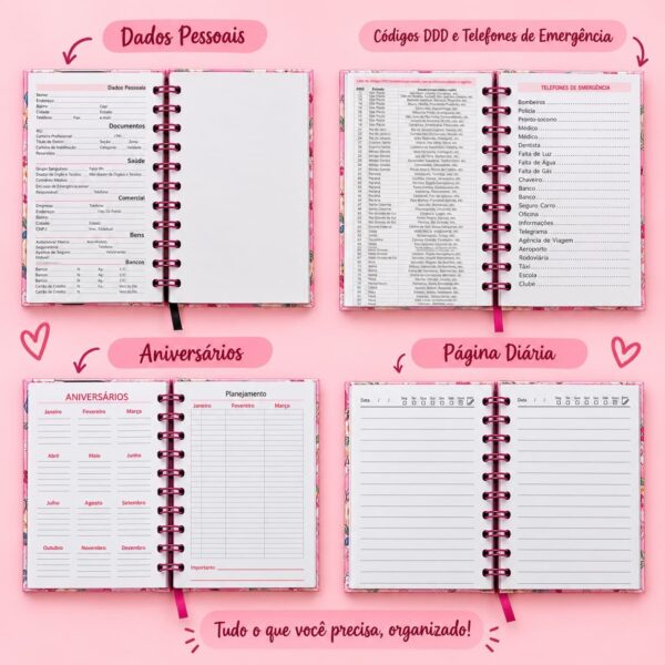 Agenda Permanente Lacinhos 10,4x14,2cm 160 Fls - IMPORTADO - UND