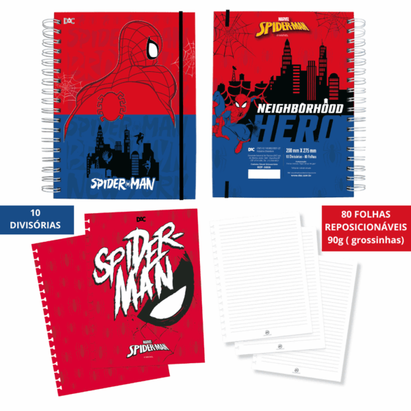 Caderno Smart Universitário 10 Divisórias Homem Aranha 80 fls - DAC