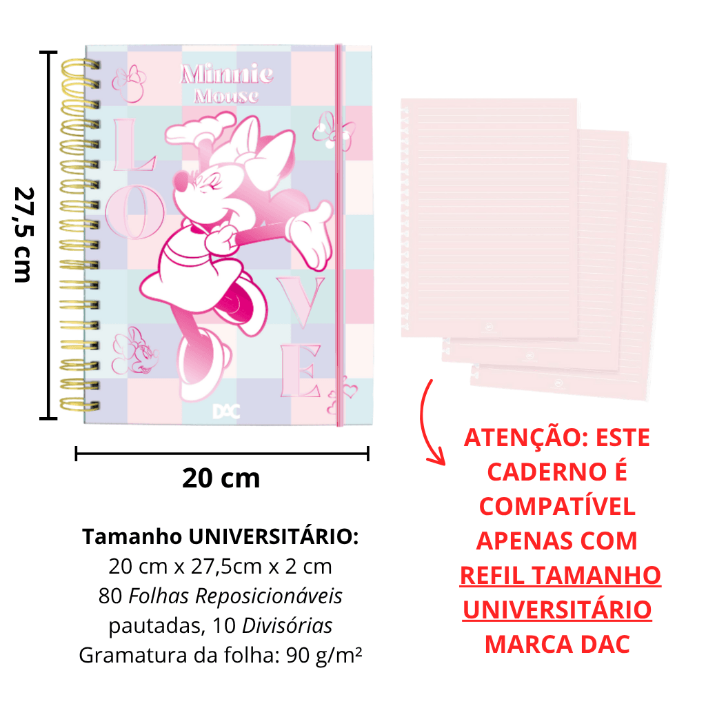 Caderno Smart Universitário 10 Divisórias Minnie Rosa 80 fls - DAC