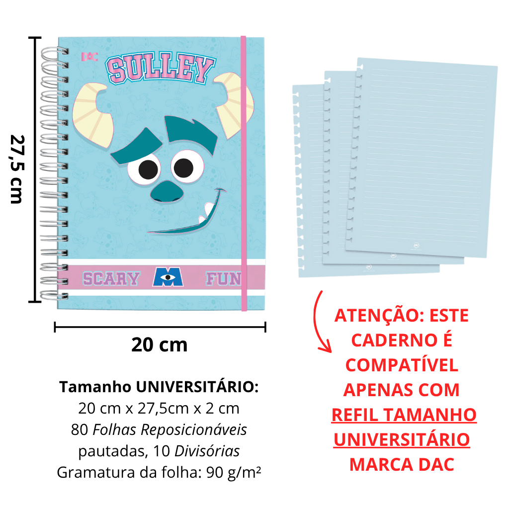 Caderno Smart Universitário 10 Divisórias Monstros S.A. 80 fls - DAC