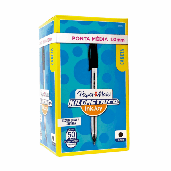 Caneta Kilométrica 100 PRETA 1.0mm - PAPER MATE - UND
