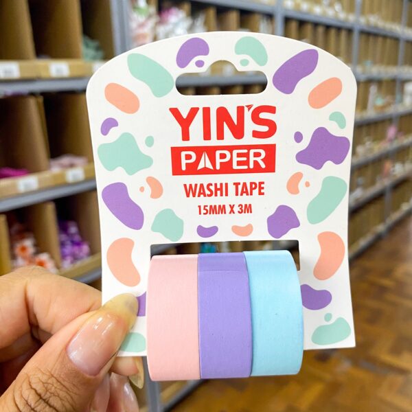 Fita Adesiva Washi Tape Color Pastel 15mm x 3m – YINS PAPER – BLISTER