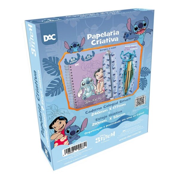 Kit Presenteável Caderno Colegial + Estojo Stitch - DAC