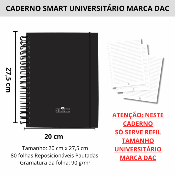 Caderno Smart Universitário 10 Divisórias All Black 80 fls - DAC