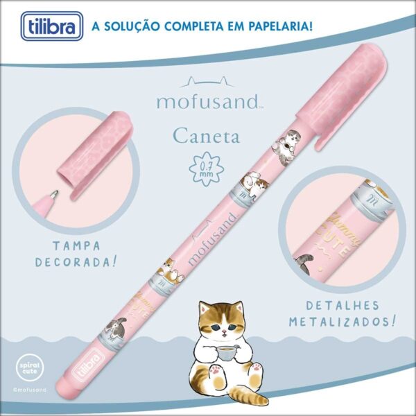 Caneta Preta Esferográfica 0.7mm Gato Mofusand - TILIBRA - UND