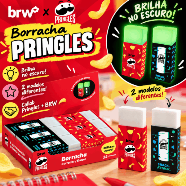 Borracha Brilha no Escuro PRINGLES - BRW - CX 24 UND