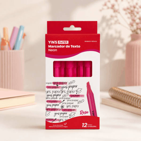 Marca Texto Neon Rosa – YINS PAPER – CX 12 UND
