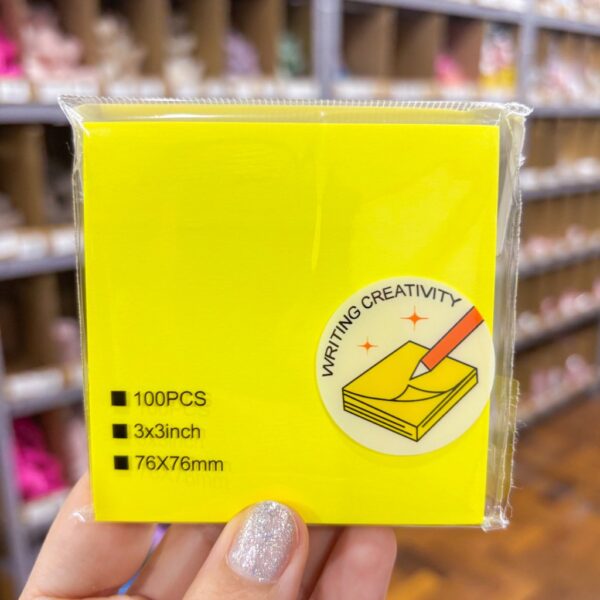 Bloco de Notas Adesivado Amarelo NEON 7,5x7,5cm - IMPORTADO - UND